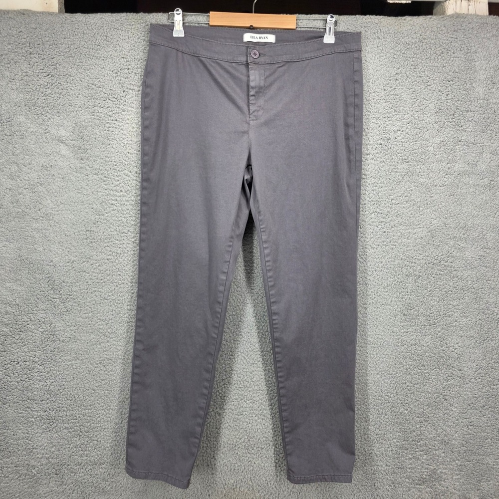Lila Ryan Steel Grey Stretch Twill Tapered Pants Women's Size 14